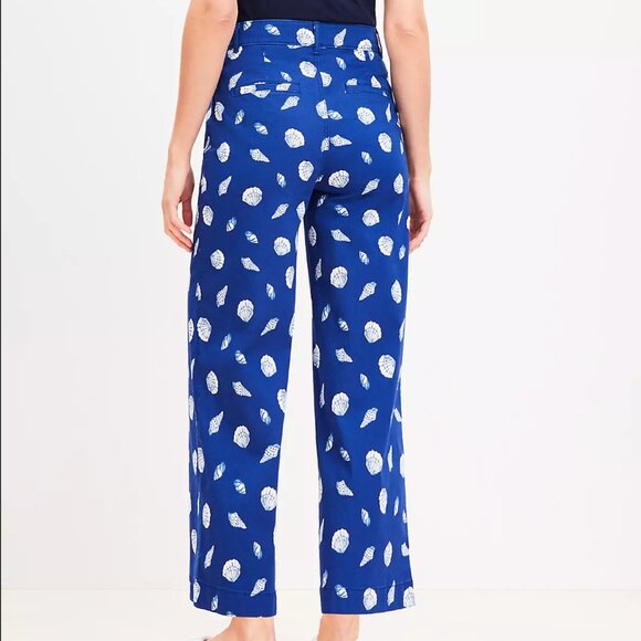 ❤️ $75 ❤️ NWT LOFT Palmer Wide Leg Crop Pants in Shell Print - Picture 4 of 6